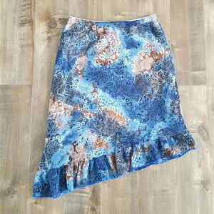 90s  asymetrical blue floral skirt